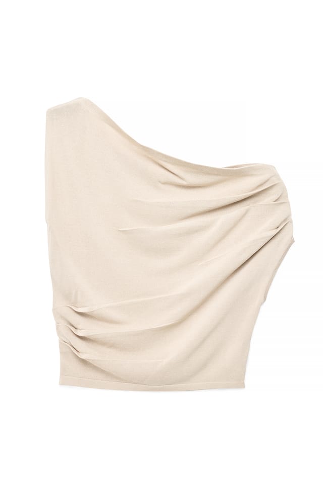 Beige Strikket topp med én skulder