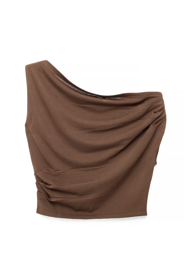 Brown Strikket topp med én skulder