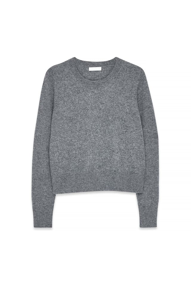 Grey Knitted Cashmere Round Neck Sweater
