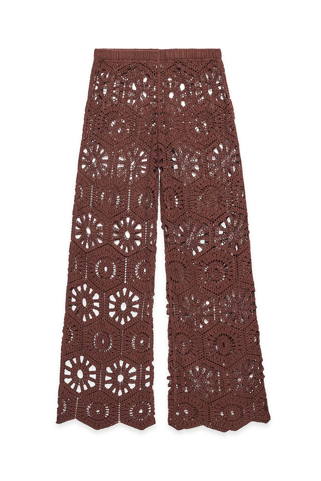 Brown gehäkelte Strickhose
