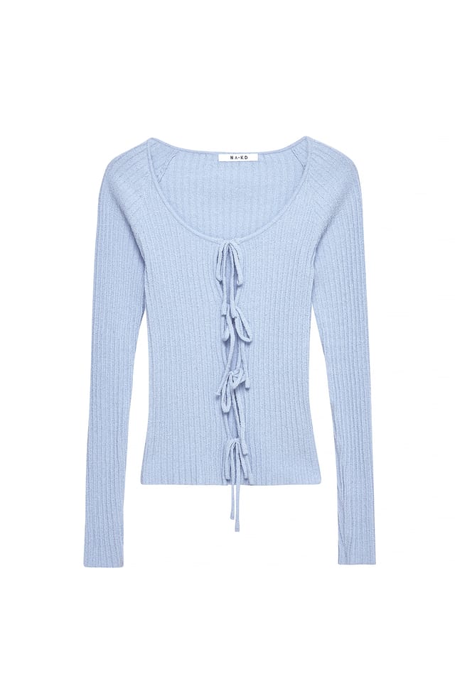 Light Blue Strickjacke mit Schnürung