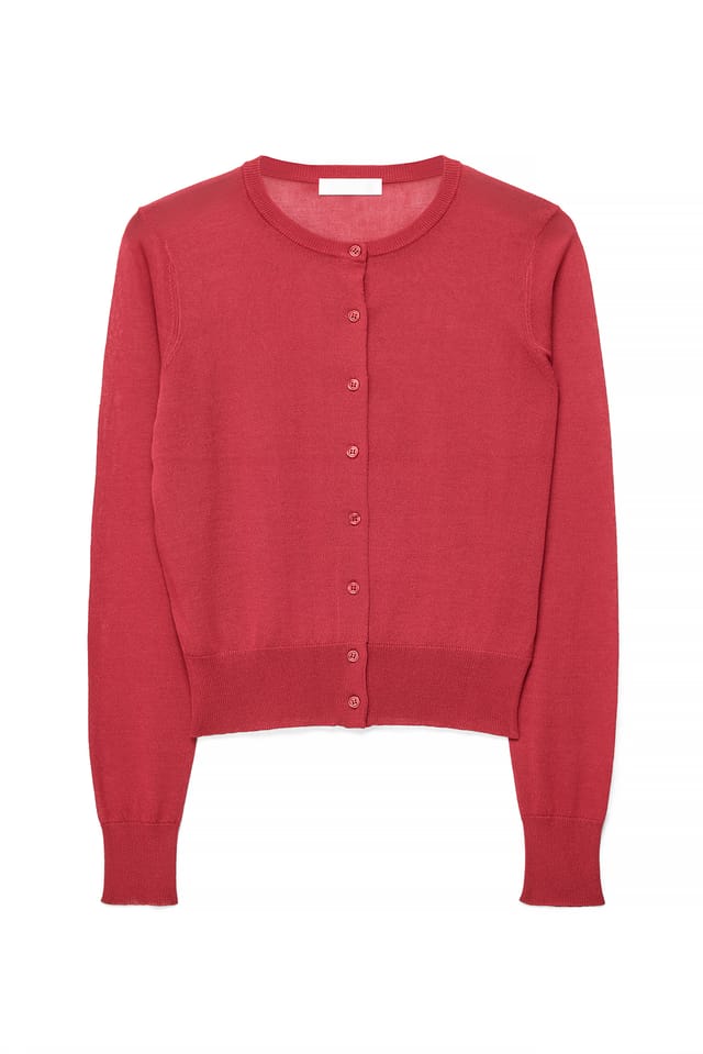Red Knitted Sheer Cardigan