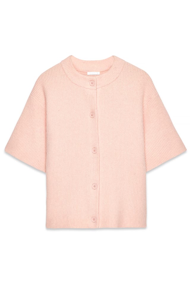Pink kurzärmeliger Strick-Cardigan