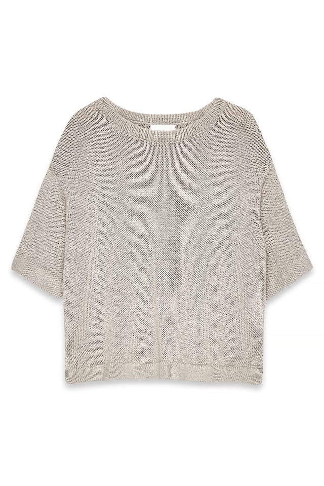 Beige Knitted Short Sleeve Sweater