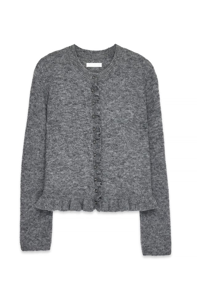 Grey Strick-Cardigan aus Wolle-Mix mit Volant