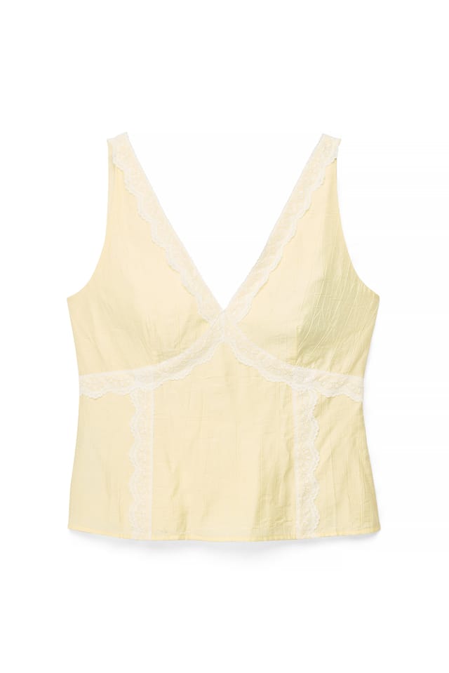 Light Yellow Singlet med blondedetaljer