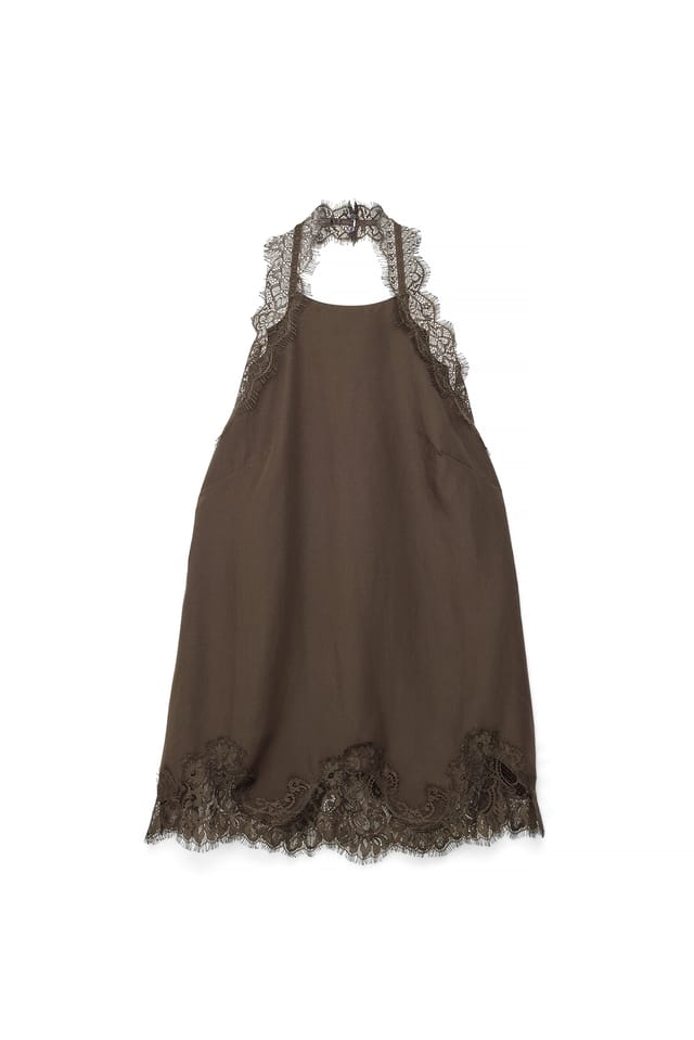 Dark Brown Lace Detail Top