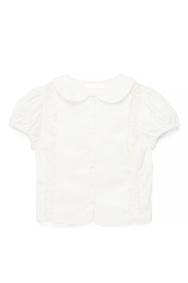 Offwhite Bluse med blondedetaljer