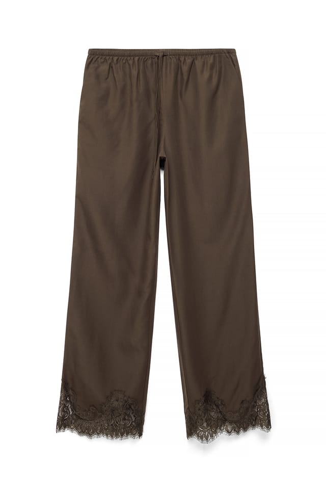 Dark Brown Lace Detail Trousers