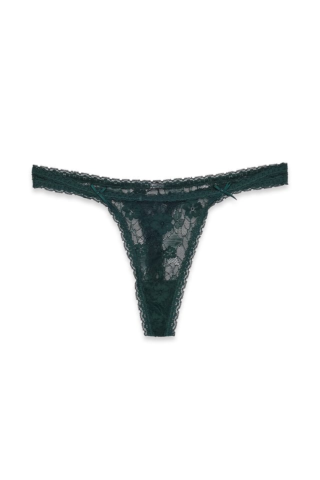 Deep Green Lace Thong