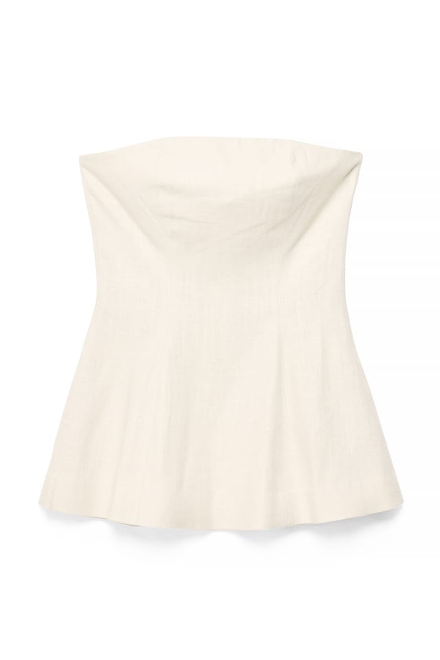Beige Haut bandeau en lin mélangé