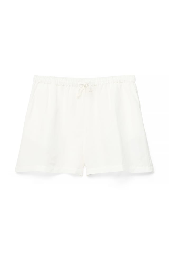 White Minishorts de mezcla de lino