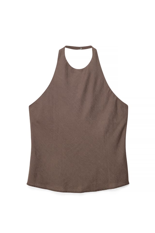 Brown Topp i linne- och lyocellblandning med halterneck