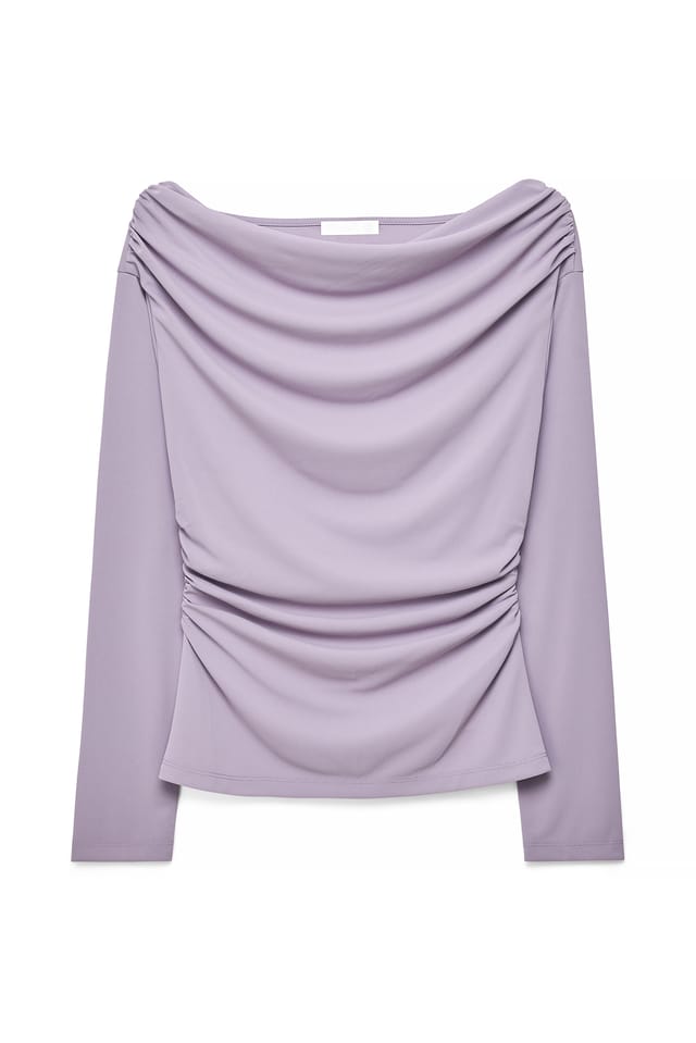 Lilac Langærmet top i jersey med drapering