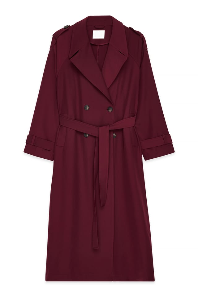 Dark Burgundy Long Trenchcoat
