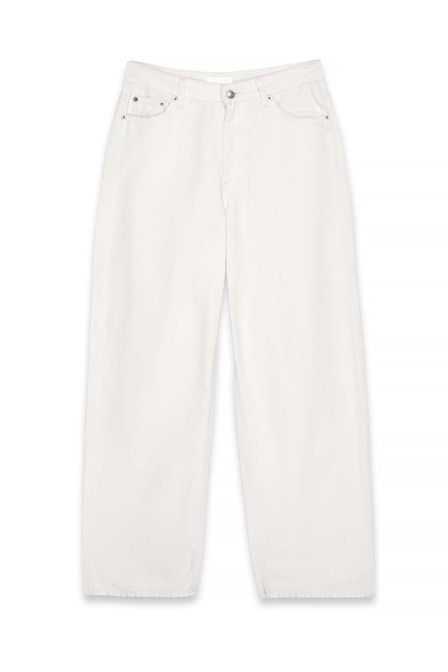 White Loose Low Waist Long Jeans