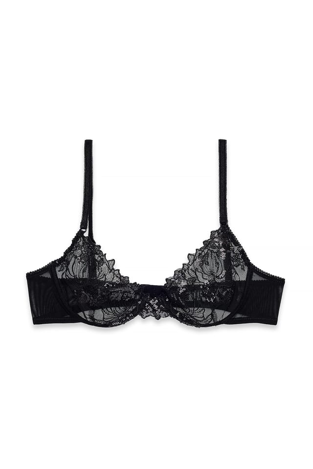 Black Soutien-gorge à paillettes et décolleté profond
