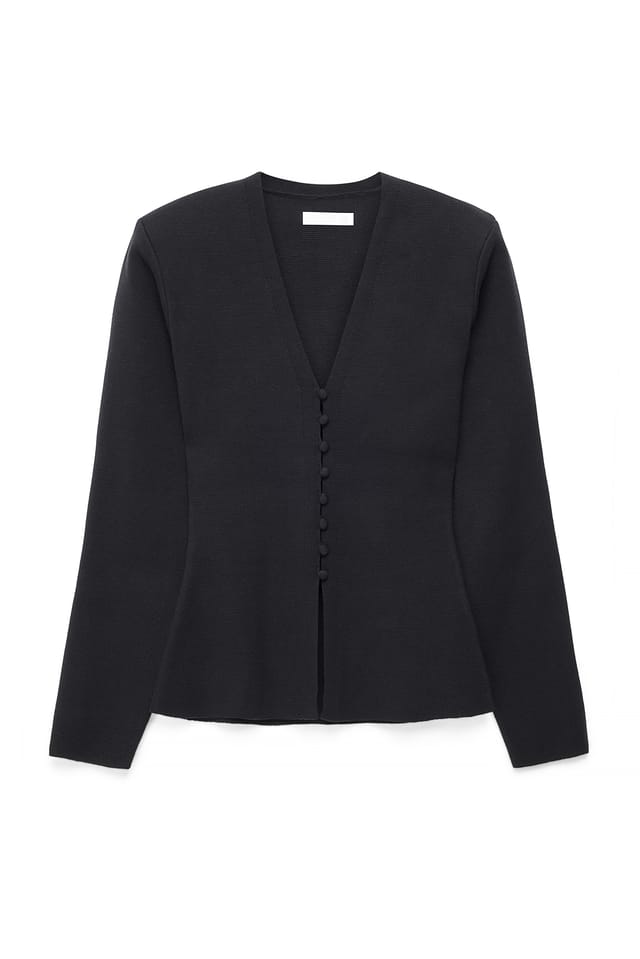 Black Marked Shoulder Knitted Cardigan