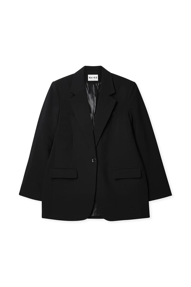 Black Oversize Maxi-Blazer mit einem Knopf