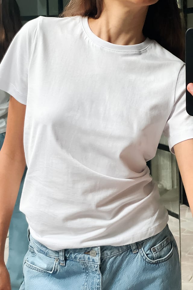 White Round Neck Cotton T-Shirt