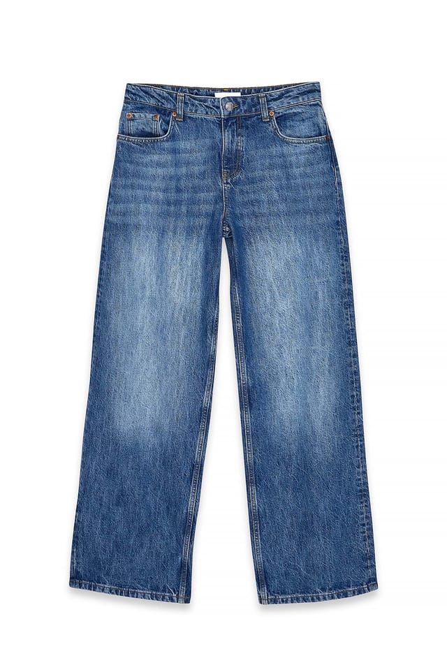 Mid Blue Baggyjeans med mellanhög midja