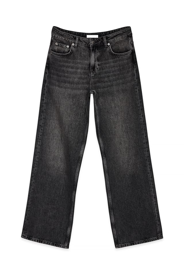 Dark Grey Mid Waist Soft Denim