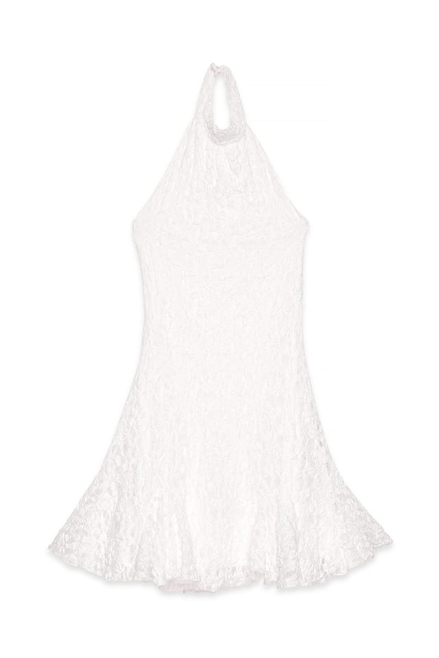 White Minikleid aus Spitze mit Neckholder
