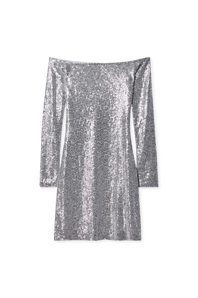 Silver Schulterfreies Minikleid