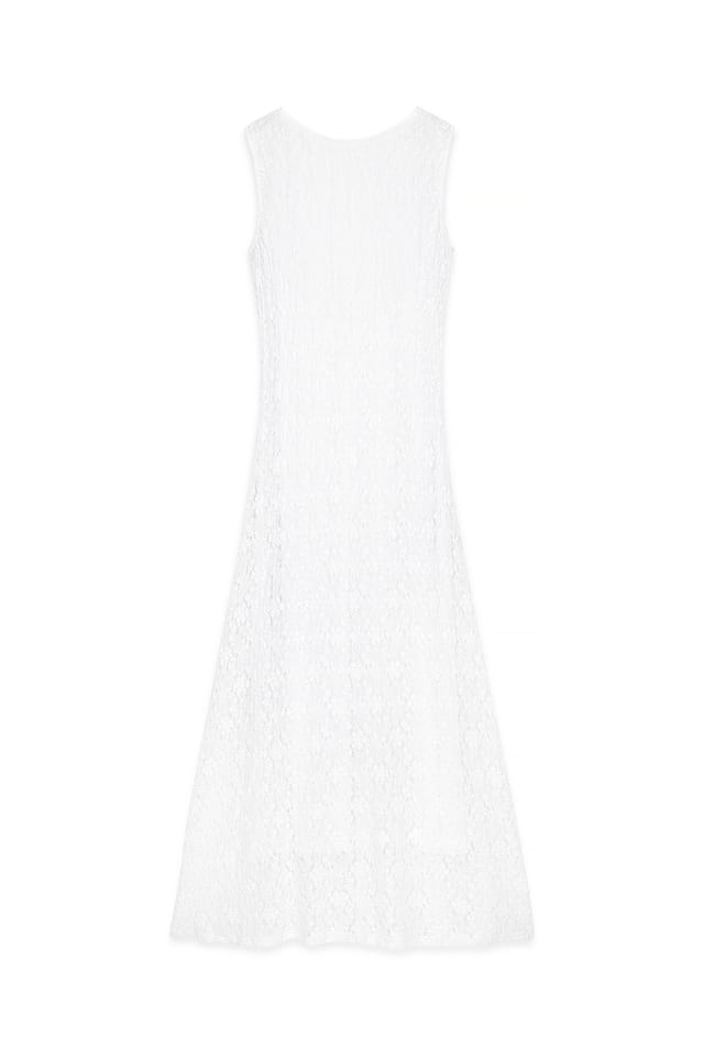 Offwhite Midikleid mit Spitze und offenem Rücken
