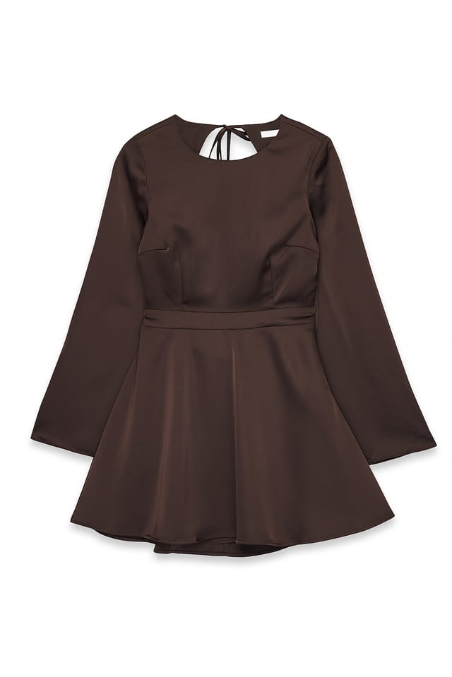 Brown Open Back Mini Dress