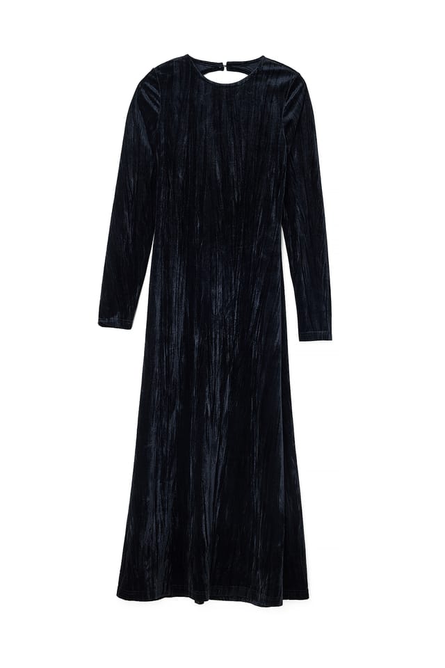 Black Samt-Midikleid mit tiefem Rückenausschnitt