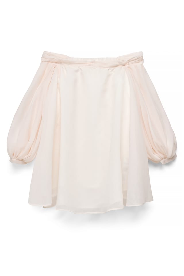Offwhite Organza Off Shoulder Mini Dress