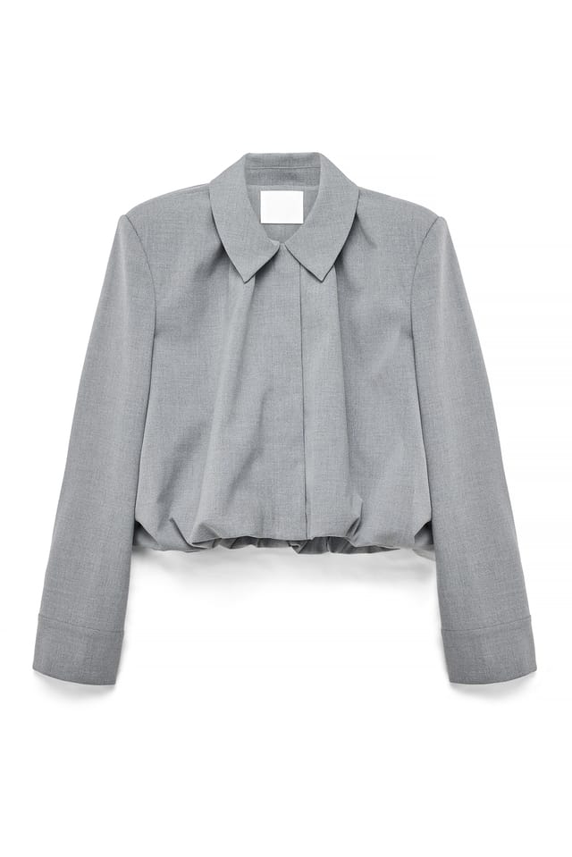Grey Melange Oversized Bomber Jacket