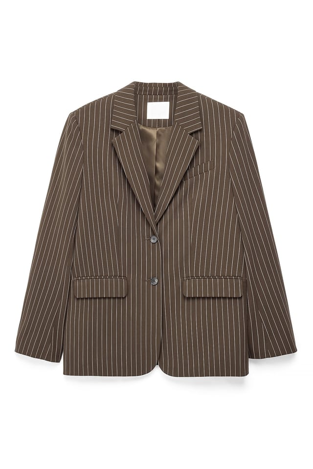 Brown Oversized randig blazer