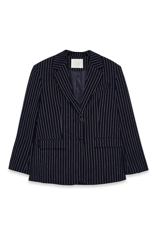 Navy Stripe Oversized randig blazer