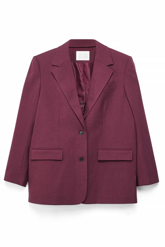 Burgundy Blazer oversize en tissu mélangé