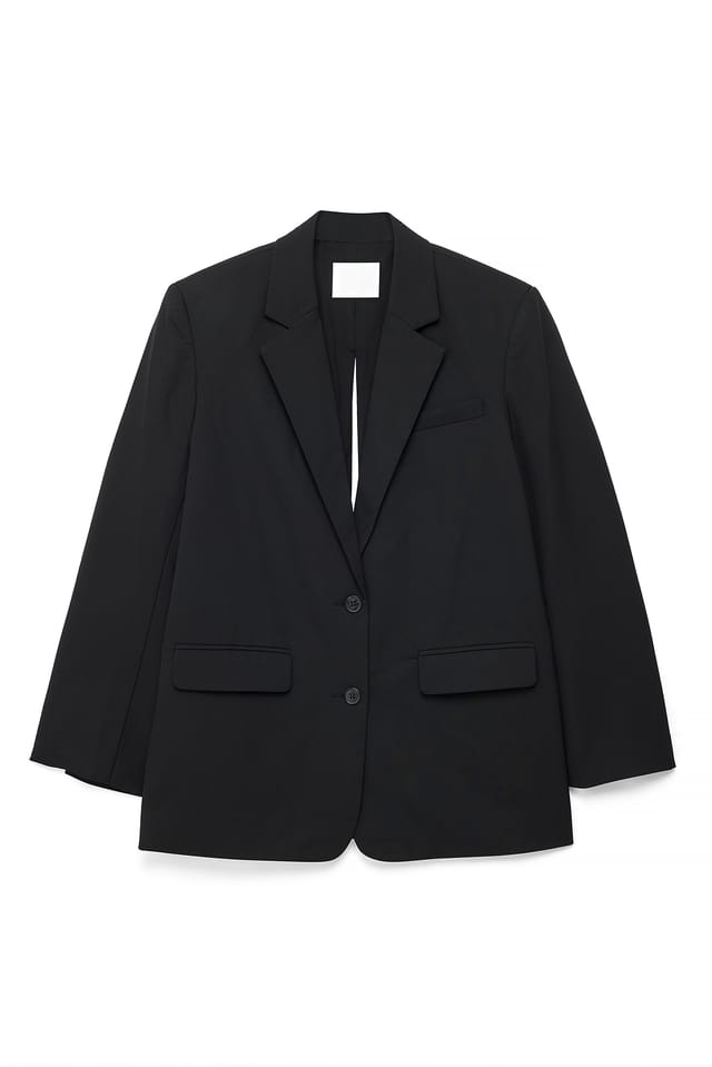 Black Oversized Tie Back Detail Blazer