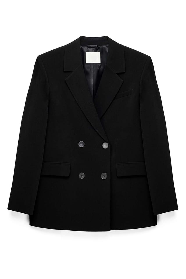 Black Blazer croisé surdimensionné en matière recyclée