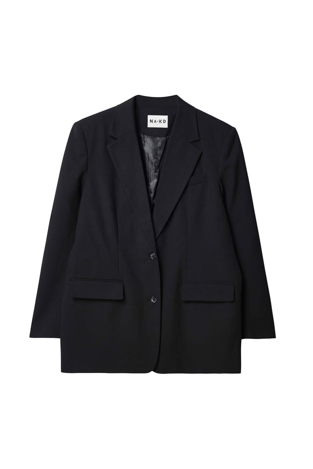 Black Blazer oversize en tissu mélangé