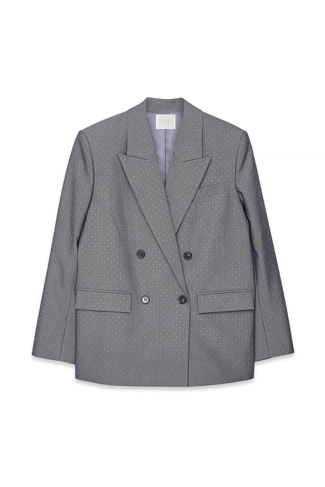 Grey Oversize-Blazer mit Strasssteinen