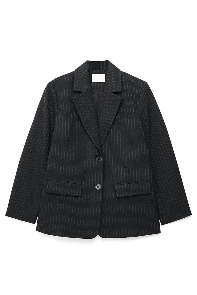 Grey Stripe Oversized strukturerad randig blazer
