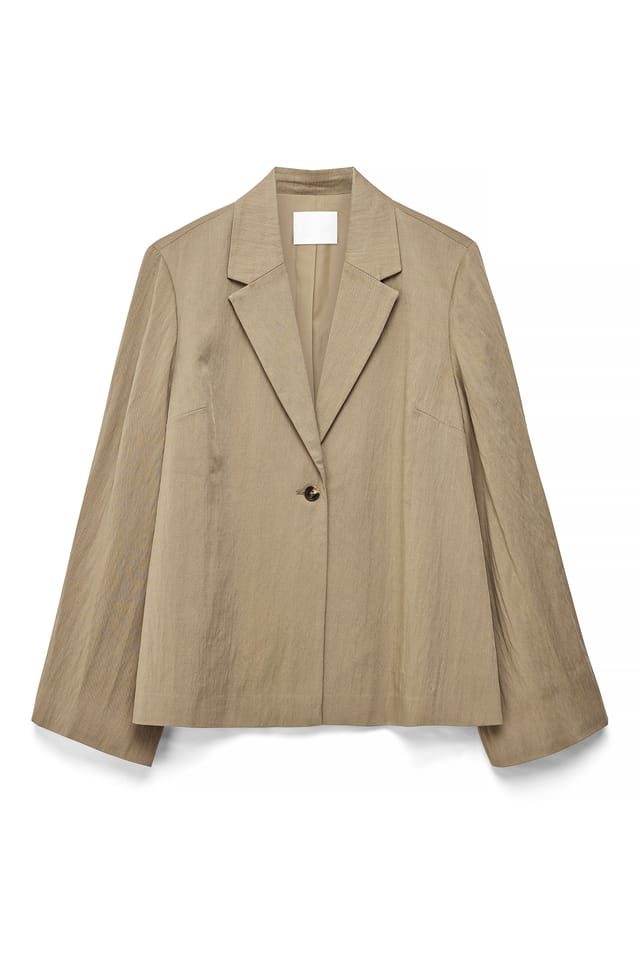 Taupe Avslappnad blazer i lyocellblandning
