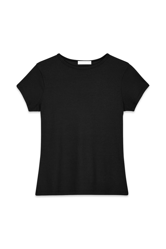Black Ribbed Short Sleeve T-shirt