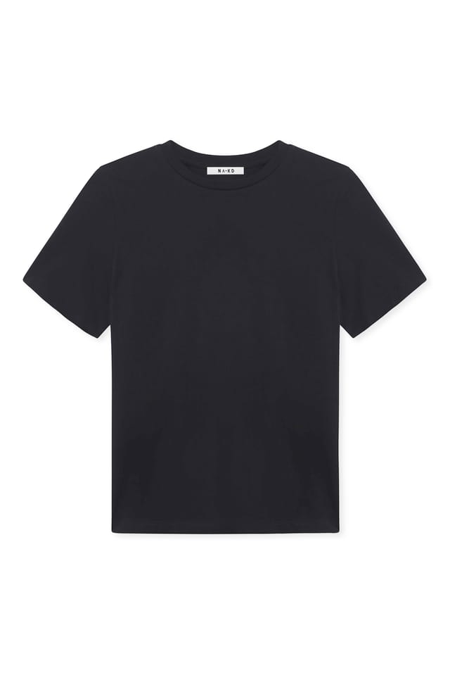 Black Round Neck Cotton T-Shirt