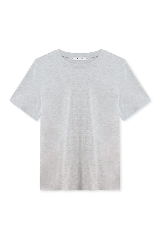 Grey Melange Round Neck Cotton T-Shirt