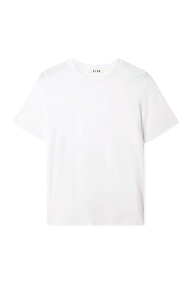 White Round Neck Cotton T-Shirt