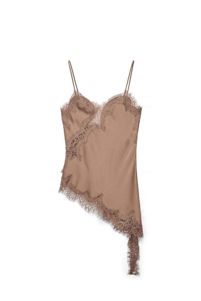 Brown Singlet med spets och uddkant