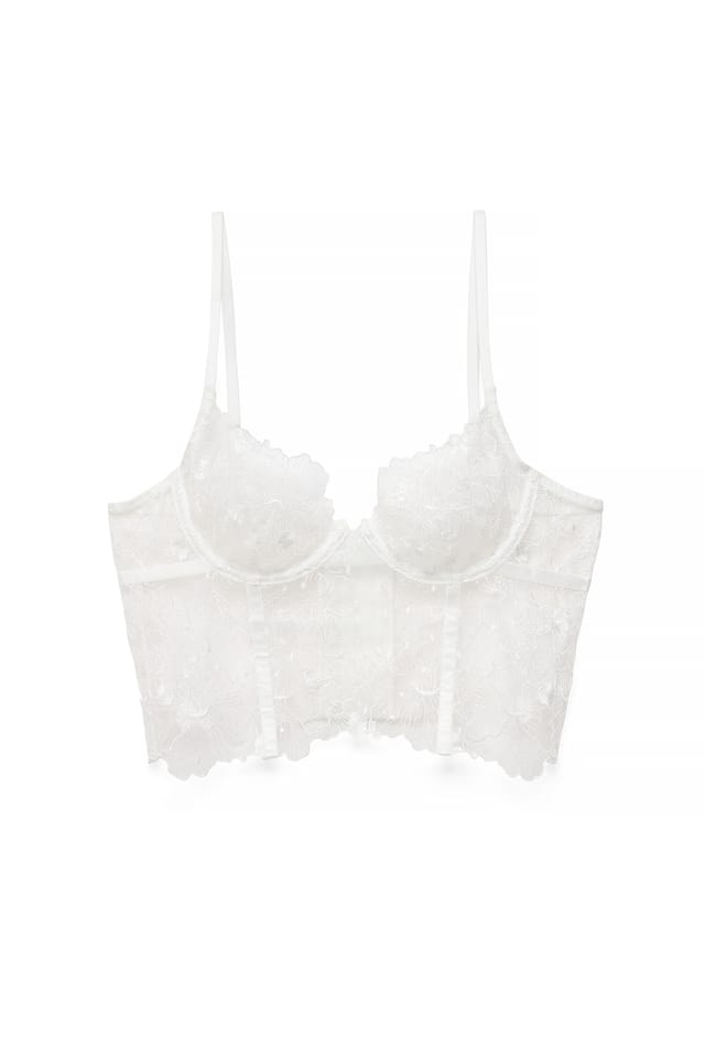 White Sequin Embroidery Corset