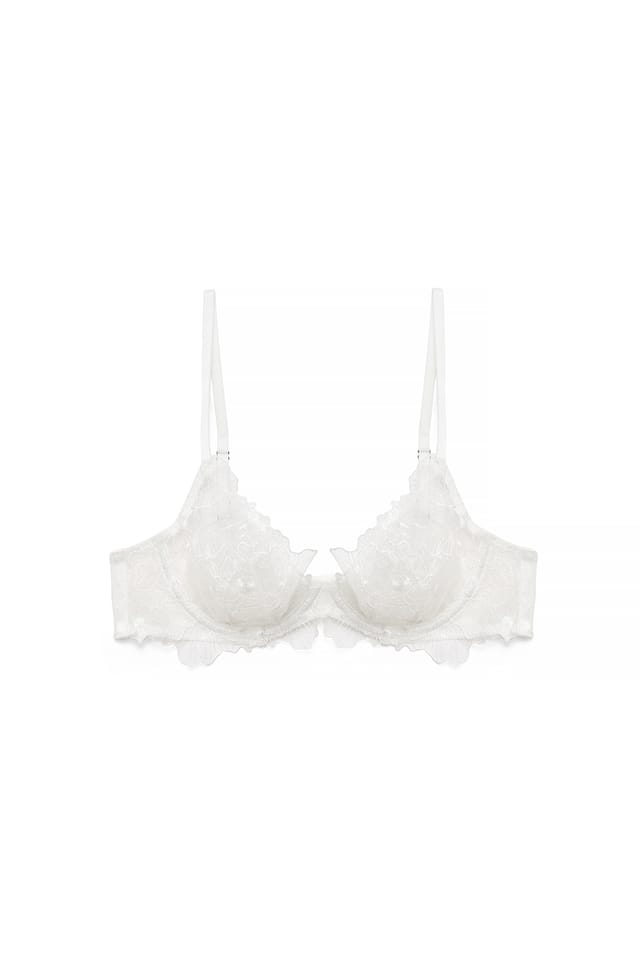 White Sequin Embroidery Wire Bra