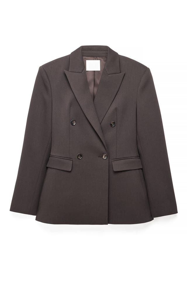Brown Blazer i twill med skarpe skuldre